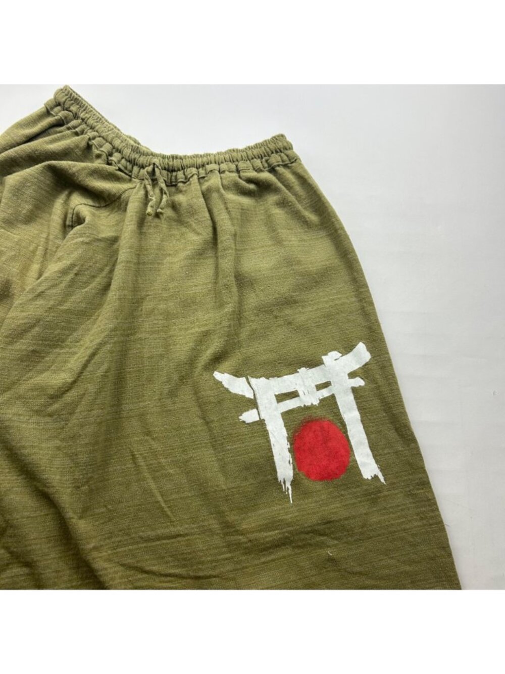 Olive Green Slub Knit Jersey Harem Pant M - Picture 2 of 5